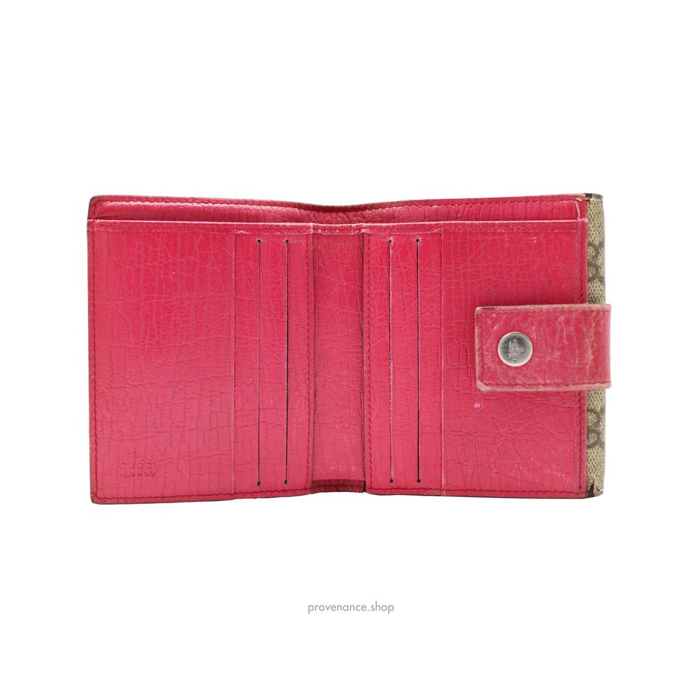 🔴 Gucci Trifold Wallet - GG Supreme Pink - Picture 7 of 9